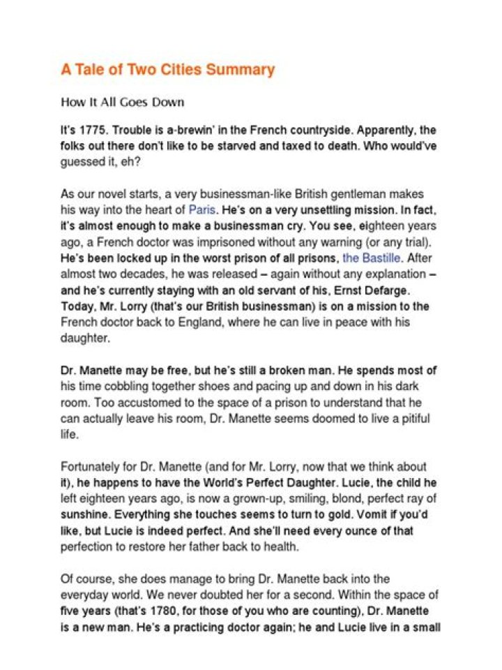 a tale of two cities summary