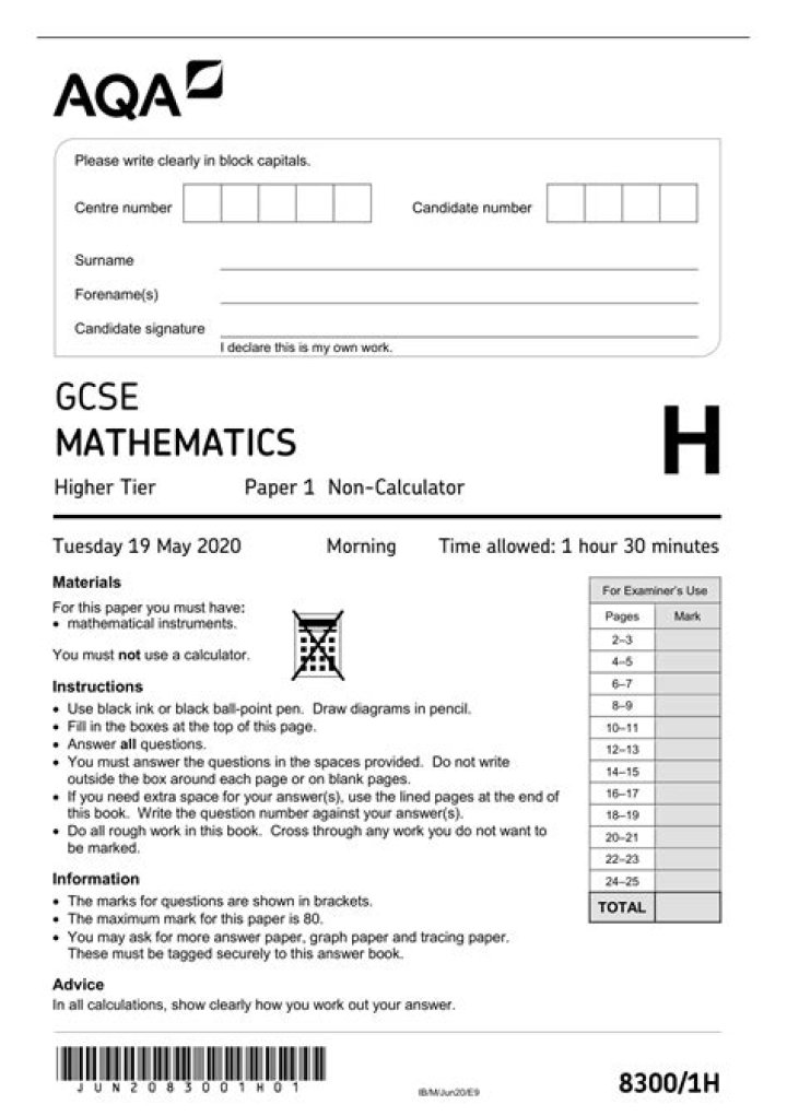 aqa maths gcse past papers