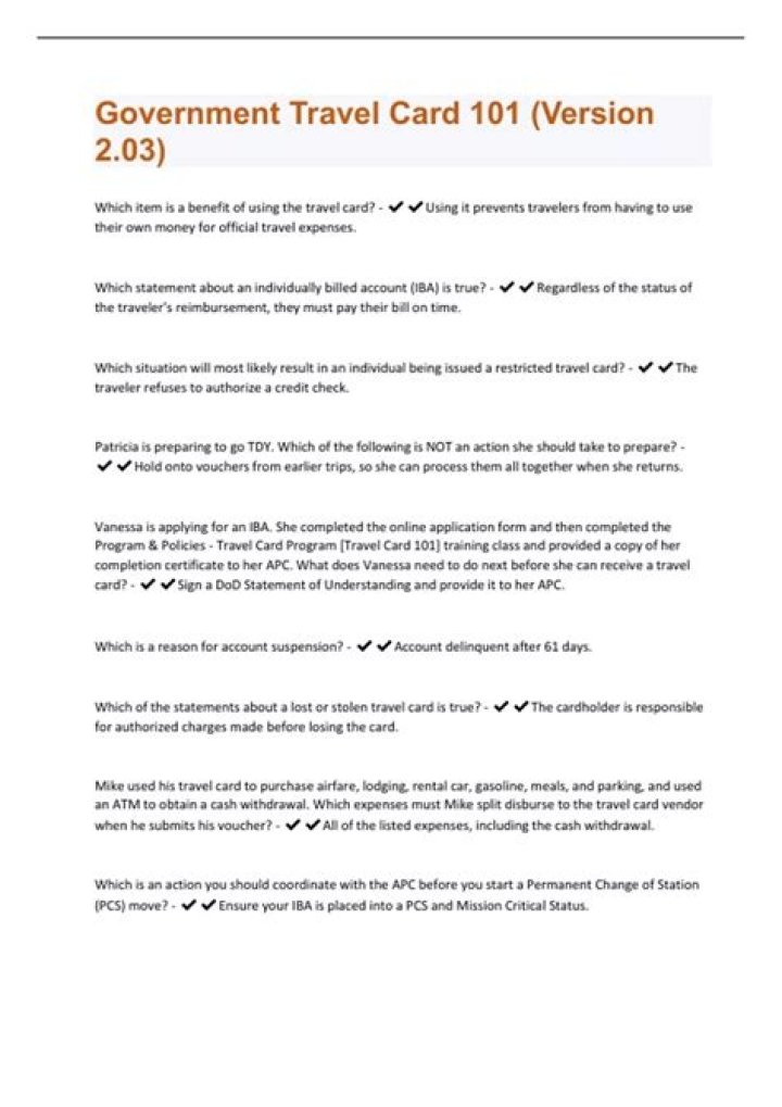 travel card 101 answers